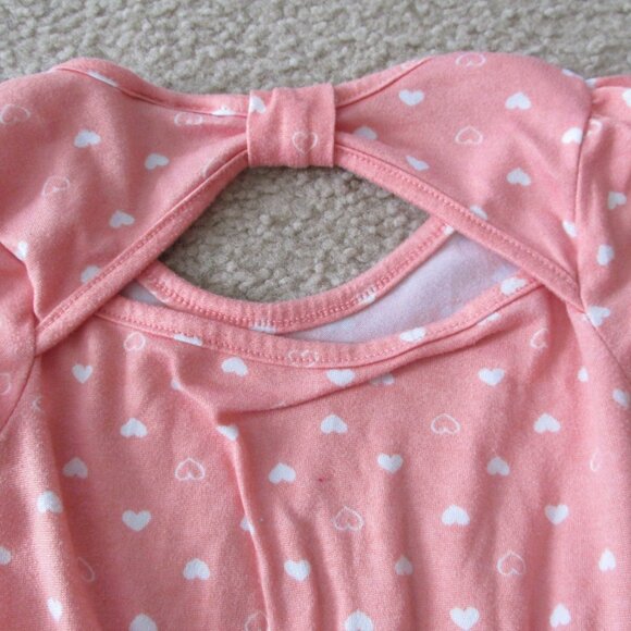 Picapino Romper Girls Size 6-9M Pink Coral White Short Sleeve Heart Keyhole Back - Picture 7 of 8